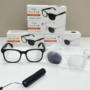 V6 Max AI Assistant Bluetooth Calling UV Protection Smart Glasses Support, Music Play